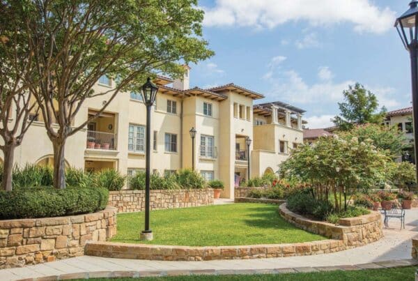 Exterior photo of Edgemere residence building with sunny sky